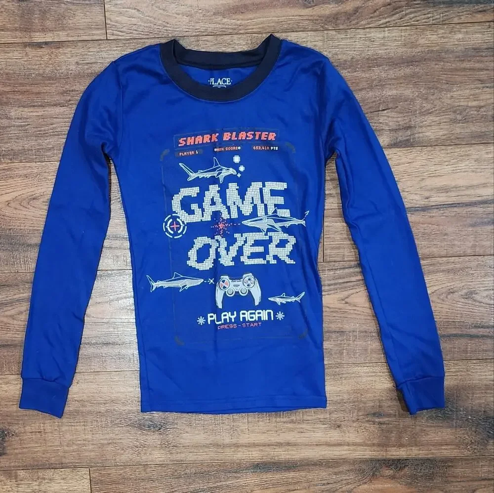 NWT The Children's Place Boy's Sleepwear Long Sleeve Crewneck Pajama Top Size 10